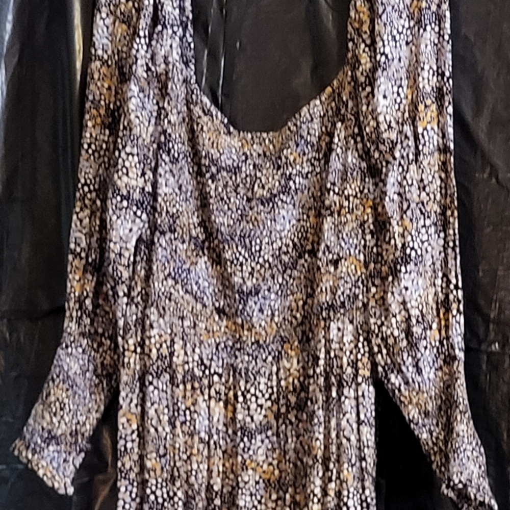 Smocked bodice dress, multi color pebbled, long, new